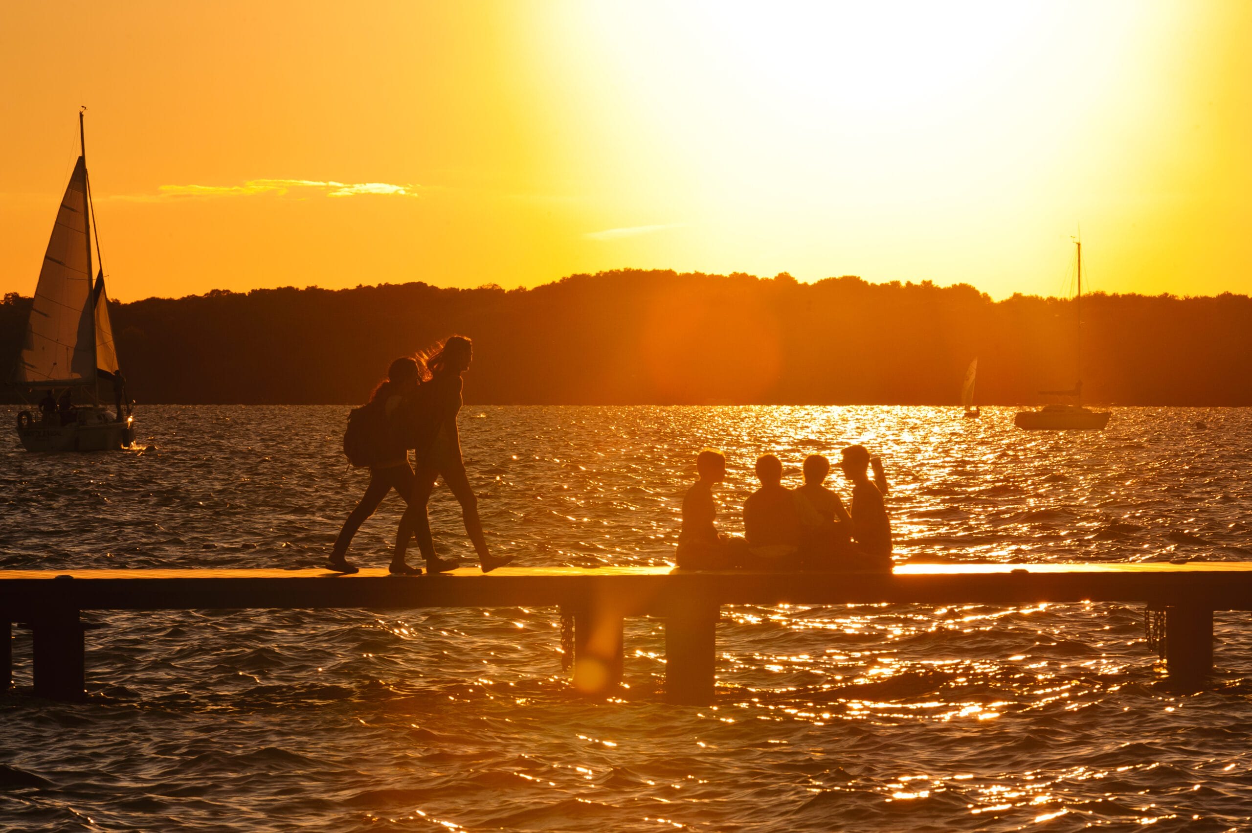 sunset over the Memorial Union pier